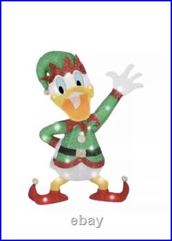 Disney Gemmy Christmas 2.5 ft LED Donald Duck Elf Tinsel Yard Sculpture NEW