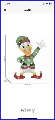 Disney Gemmy Christmas 2.5 ft LED Donald Duck Elf Tinsel Yard Sculpture NEW