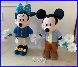 Disney Grand Floridian Mickey & Minnie Standing 22 Plush Flowers Seersucker Tie