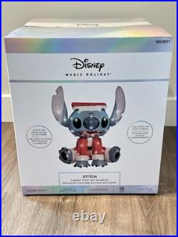 Disney Magic 3D Holiday Lighted Stitch withSanta Hat-2.3 Ft Tall-35 LEDs-Tinsel