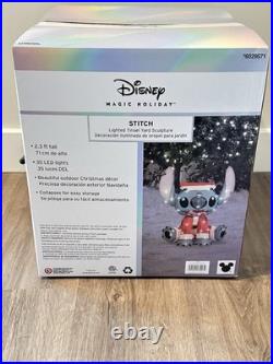 Disney Magic 3D Holiday Lighted Stitch withSanta Hat-2.3 Ft Tall-35 LEDs-Tinsel