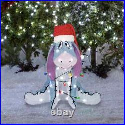 Disney Winnie The Pooh Eeyore Lighted Tinsel Yard Sculpture 2.5ft Christmas