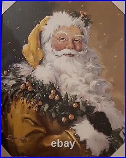 Dollar General Black And Gold Canvas Santa Painting Set Susan Comish 22x28