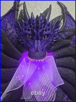 Dragon Wreath Ender Dragon Black & Purple Poly Burlap Mesh Hand Dragon Wreath Ender Dragon Black & Purple Poly Burlap Mesh Hand