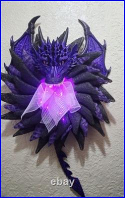 Dragon Wreath Ender Dragon Black & Purple Poly Burlap Mesh Hand Dragon Wreath Ender Dragon Black & Purple Poly Burlap Mesh Hand