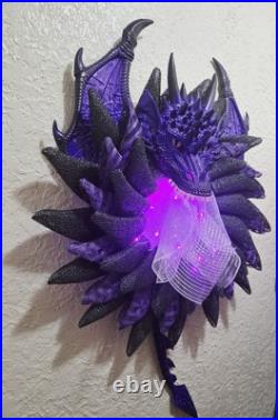 Dragon Wreath Ender Dragon Black & Purple Poly Burlap Mesh Hand Dragon Wreath Ender Dragon Black & Purple Poly Burlap Mesh Hand