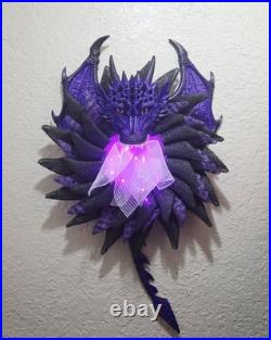 Dragon Wreath Ender Dragon Black & Purple Poly Burlap Mesh Hand Dragon Wreath Ender Dragon Black & Purple Poly Burlap Mesh Hand