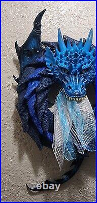 Dragon Wreath Water Dragon Blues Burlap Mesh Handmade