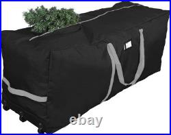 Durable Black Christmas Tree Storage Bag Extra Large, Foldable and On Wheels
