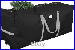 Durable Black Christmas Tree Storage Bag Extra Large, Foldable and On Wheels