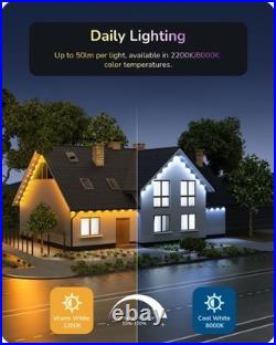 EDISHINE 60ft Permanent Outdoor Lights, 40 LED Eave Light with App/Remote, IP67