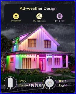 EDISHINE 60ft Permanent Outdoor Lights, 40 LED Eave Light with App/Remote, IP67