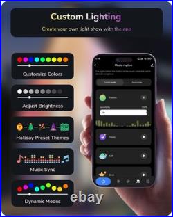 EDISHINE 60ft Permanent Outdoor Lights, 40 LED Eave Light with App/Remote, IP67