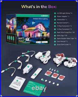 EDISHINE 60ft Permanent Outdoor Lights, 40 LED Eave Light with App/Remote, IP67