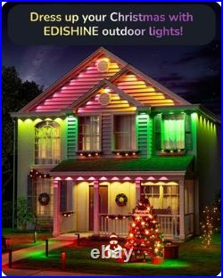 EDISHINE 60ft Permanent Outdoor Lights, 40 LED Eave Light with App/Remote, IP67