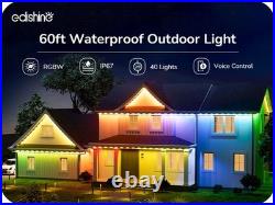 EDISHINE 60ft Permanent Outdoor Lights, 40 LED Eave Light with App/Remote, IP67
