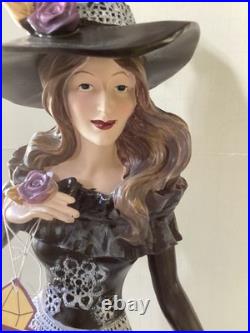EERIE CHARM Large ELEGANT HALLOWEEN WITCH STATUE WithROSE & SKULL DRESS New