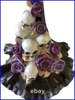 EERIE CHARM Large ELEGANT HALLOWEEN WITCH STATUE WithROSE & SKULL DRESS New
