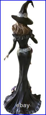 EERIE CHARM Large ELEGANT HALLOWEEN WITCH STATUE WithROSE & SKULL DRESS New