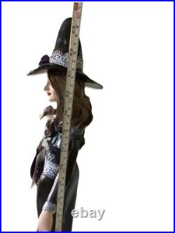 EERIE CHARM Large ELEGANT HALLOWEEN WITCH STATUE WithROSE & SKULL DRESS New