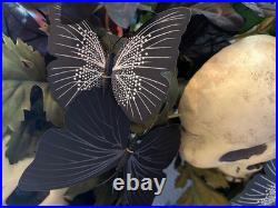 EUC Grandin Road 28 HALLOWEEN Midnight Butterfly Wreath SKULLS Original Box