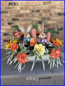 Easter Bunny Centerpiece, Blue Spring Centerpiece Décor, Spring Floral Arrangeme