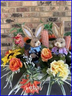 Easter Bunny Centerpiece, Blue Spring Centerpiece Décor, Spring Floral Arrangeme