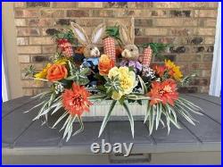 Easter Bunny Centerpiece, Blue Spring Centerpiece Décor, Spring Floral Arrangeme