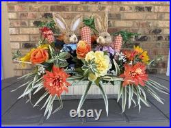Easter Bunny Centerpiece, Blue Spring Centerpiece Décor, Spring Floral Arrangeme