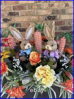 Easter Bunny Centerpiece, Blue Spring Centerpiece Décor, Spring Floral Arrangeme