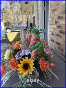 Easter Bunny Centerpiece, Blue Spring Centerpiece Décor, Spring Floral Arrangeme