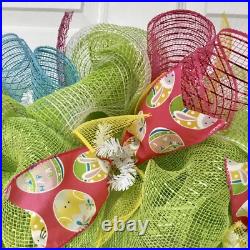 Easter Bunny Egg Wagon Wreath Handmade Deco Mesh