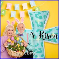 Easter Bunny Risen Cross Airblown Inflatable Decor Outdoor Lights Blow Up Lawn