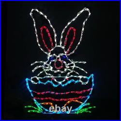 Easter Bunny in Egg Holiday Lighted LED Wireframe Yard Art Decoration 48 NEW