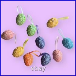 Easter Ornaments Pastel SPARKLE Eggs Tree Home Decor 1.75 Set Of 10
