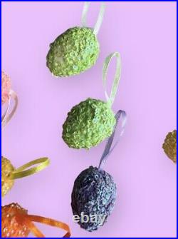 Easter Ornaments Pastel SPARKLE Eggs Tree Home Decor 1.75 Set Of 10