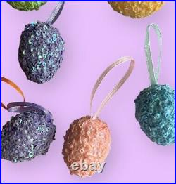 Easter Ornaments Pastel SPARKLE Eggs Tree Home Decor 1.75 Set Of 10