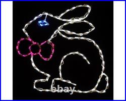Easter Outdoor Decorations LED Wireframe Art White Bunny Lighted Display NEW