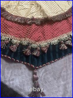 Elegant BurgundyGold Satin Green Velvet Christmas Tree Skirt 70 Tassels Reverse