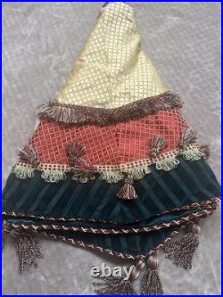 Elegant BurgundyGold Satin Green Velvet Christmas Tree Skirt 70 Tassels Reverse