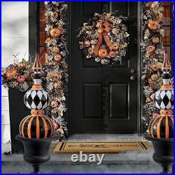 Elegant Falloween 28-Inch Indoor/Outdoor Festive Seasonal Wreath withOrange Bow