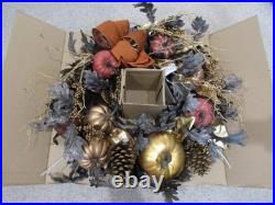 Elegant Falloween 28-Inch Indoor/Outdoor Festive Seasonal Wreath withOrange Bow