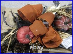 Elegant Falloween 28-Inch Indoor/Outdoor Festive Seasonal Wreath withOrange Bow