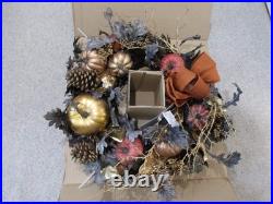 Elegant Falloween 28-Inch Indoor/Outdoor Festive Seasonal Wreath withOrange Bow