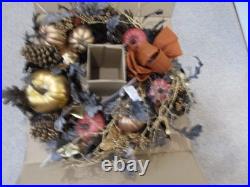 Elegant Falloween 28-Inch Indoor/Outdoor Festive Seasonal Wreath withOrange Bow