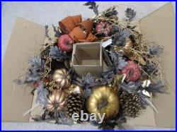 Elegant Falloween 28-Inch Indoor/Outdoor Festive Seasonal Wreath withOrange Bow