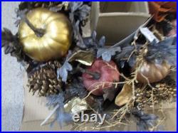 Elegant Falloween 28-Inch Indoor/Outdoor Festive Seasonal Wreath withOrange Bow