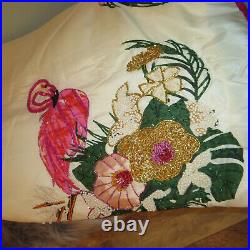 Embellished Tropical Flamingo Christmas Tree Skirt And (2) Stockings- Set Of 3