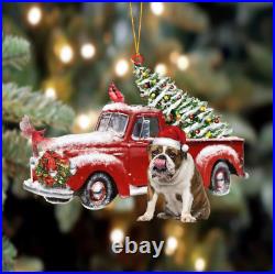 English Bulldog-Cardinal & Truck Two Sided Ornament 9513
