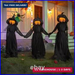 Evergreen Set of 3 LED Black Halloween Witches with Hats Stakes 4 Feet Tall